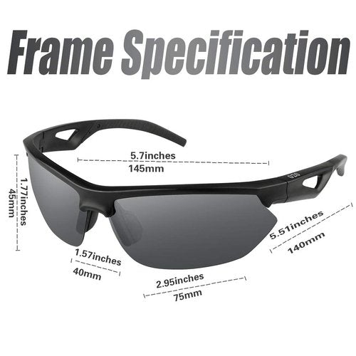 O2O Polarized Sport Sunglasses for Men Women Teens Biking Driving Golf Baseball Cycling Fishing Running (Matte Black)