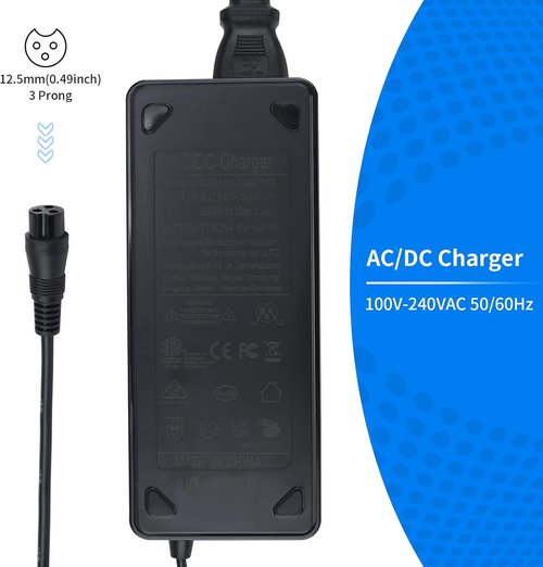 54.6V Charger for Electric Scooter - 2A Power Supply for 48V Lithium Li-ion Battery | M16 Connector