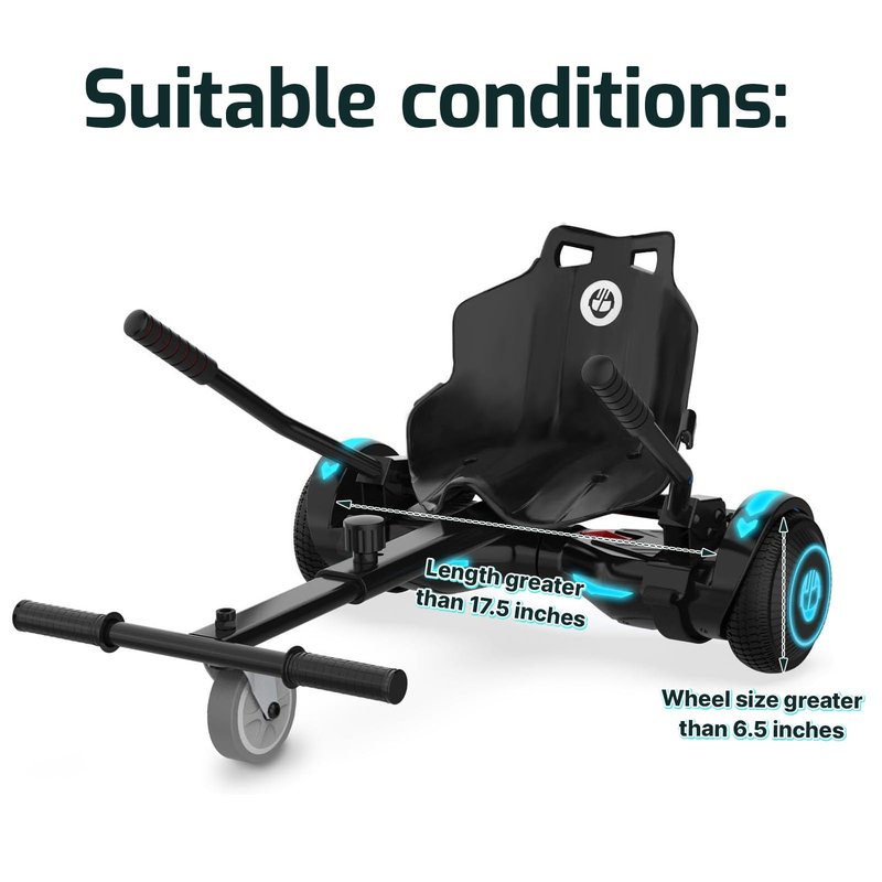 Gotrax HoverflyKart Seat Attachment Accessory for 6.5" 8" 8.5" 10" Self Balancing Scooter, Adjustable Frame Length and Handlebar Control Buggy Attachment, Hover Board Go Kart Accessory, Large, (Black)
