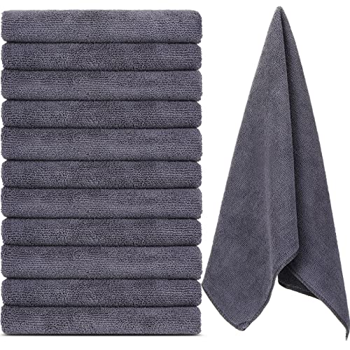 Handepo Gray Microfiber Gym Towels 12 Pack, 12x30 Inch Fast Dry Workout Towels