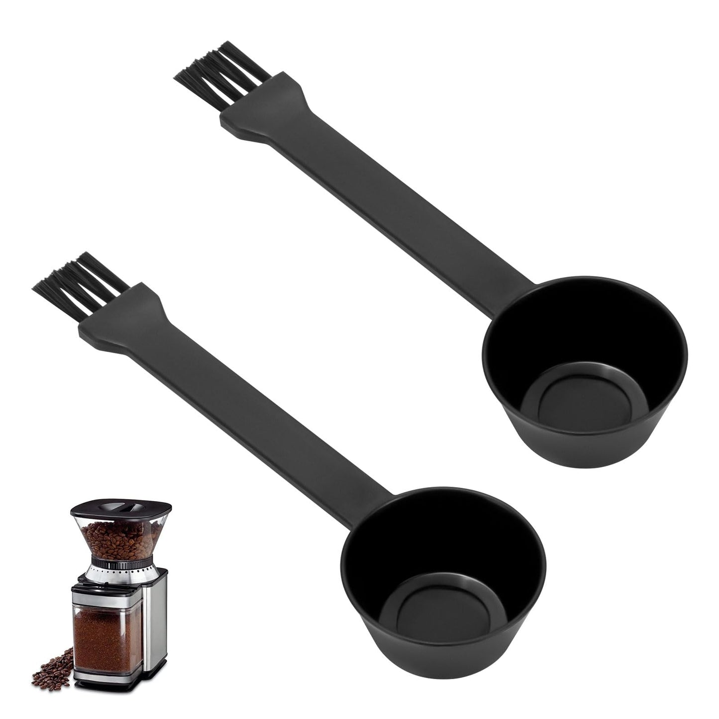 Coffee Spoon With Espresso Grinder Brush 2 in 1 Brush Compatible for Cuisinart DBM-8P1 Coffee Machine Brush for Coffee Grinder Cleaner Scooping Coffee Powder(2PCS)