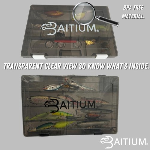 Baitium Fishing Tackle Box Organizer - 3700 Size with Dividers for Efficient Lure Storage | 2 Pack