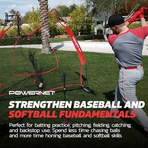 7x7 Baseball Softball Practice Net - Red with Accessories