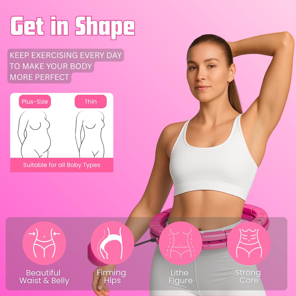 Infinity Hoop for Adults Weight Loss - 2 in 1 Adjustable Weighted Hula Hoop Plus Size with 28 Detachable Links, Massage & Exercise Hula Hoop for Smart Fitness Workout, Suitable for Women and Beginners