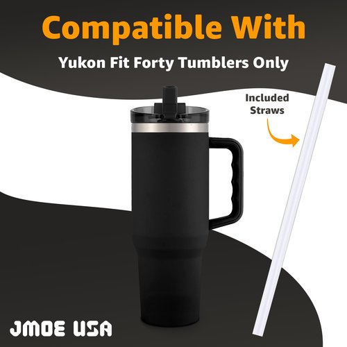 Jmoe USA 40 oz Replacement Lid For Yukon Fit Forty Tumbler With Handle | 2 in 1 Straw Lid | Made of BPA Free Tritan Plastic | 100% Leakproof Design | Dishwasher Safe (2-Pack)