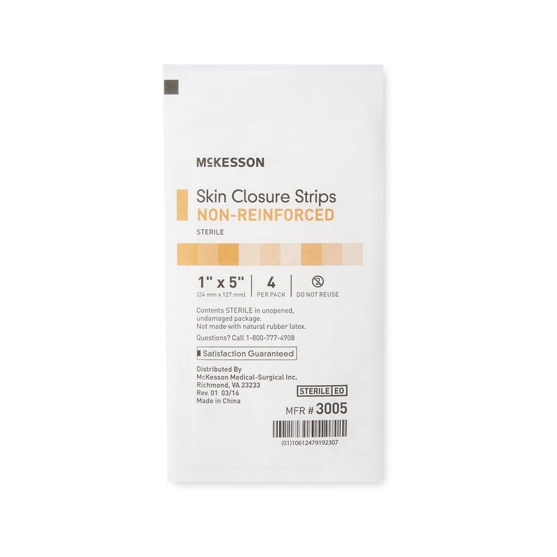 McKesson Skin Closure Strips, Sterile, Non-Reinforced, 1 in x 5 in, 25 Count