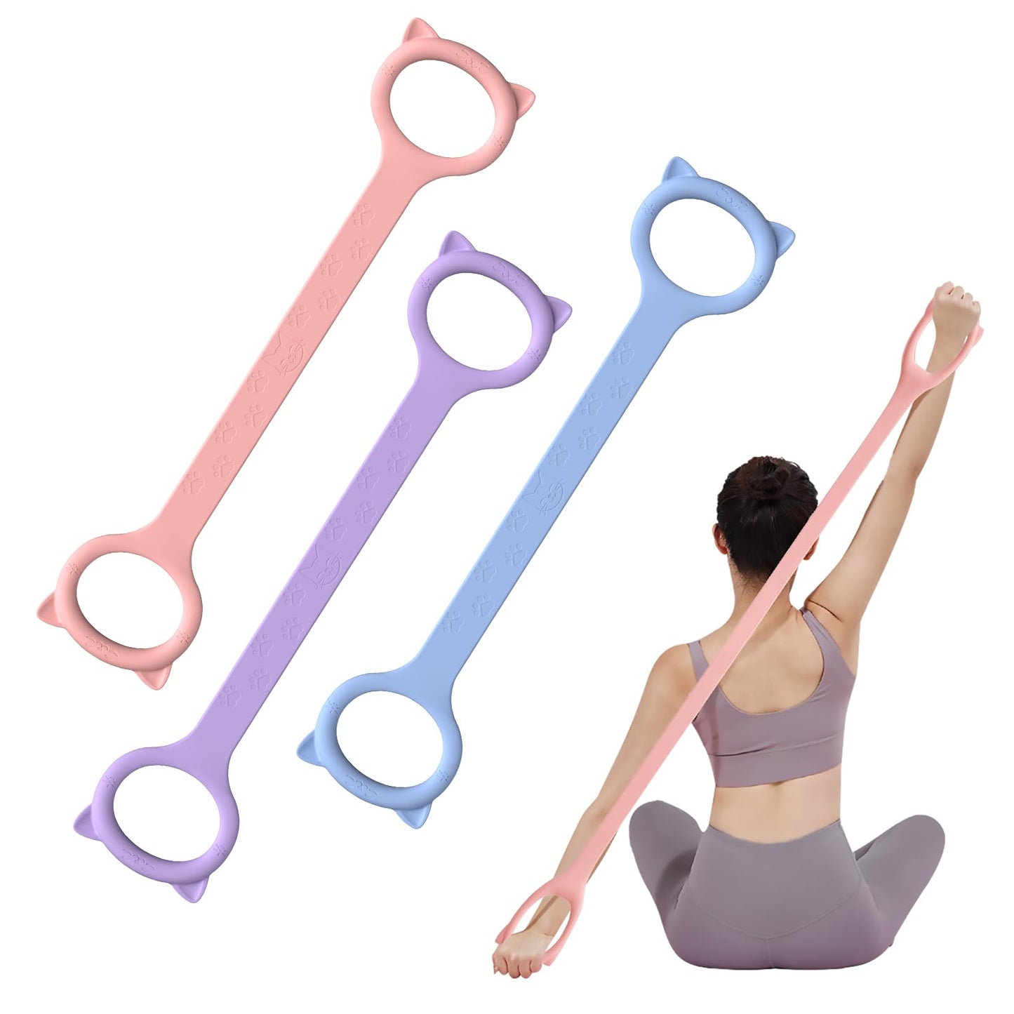TREKONPEAK Figure 8 Resistance Bands, 8-Shaped Exercise Band for Women Arms Shoulder Back Legs Stretching Pilates Yoga (Pink 15Lb & Purple 25Lb & Blue 35Lb)