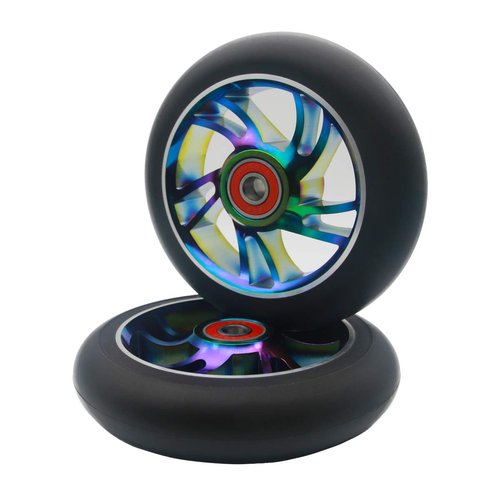 Z-FIRST 2pcs Replacement 120mm Pro Scooter Wheel with ABEC 9 Bearings Fit for MGP/Razor/Lucky Pro Scooters (W-Rainbow)