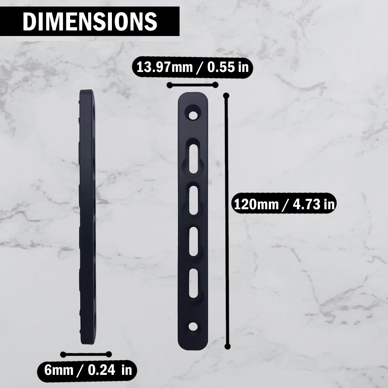 Gotical 1-Pack 5 Inch Sl M-LOK to Keymod Adapter-Keymod Rail Section M-Lok to Key mod Converter Alumiuym Matte Black.