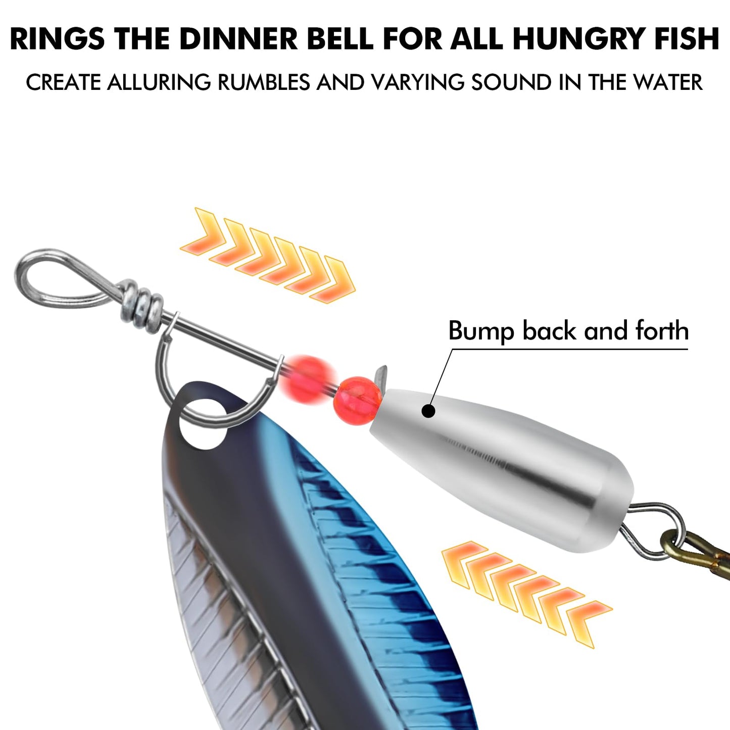 TRUSCEND Well-Made Rooster Tail Fishing Lures with Flash Copper Body and Blade, Two-Way Spinning Spoons System Fishing Spinners for Jigging, Freshwater Crappie Jigs, Blade Bait for Bass Trout Walleye