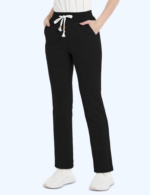 MAGCOMSEN Women's Fleece Sweatpants - Warm Sherpa Lined Lounge Pants with Pockets | Winter Comfort
