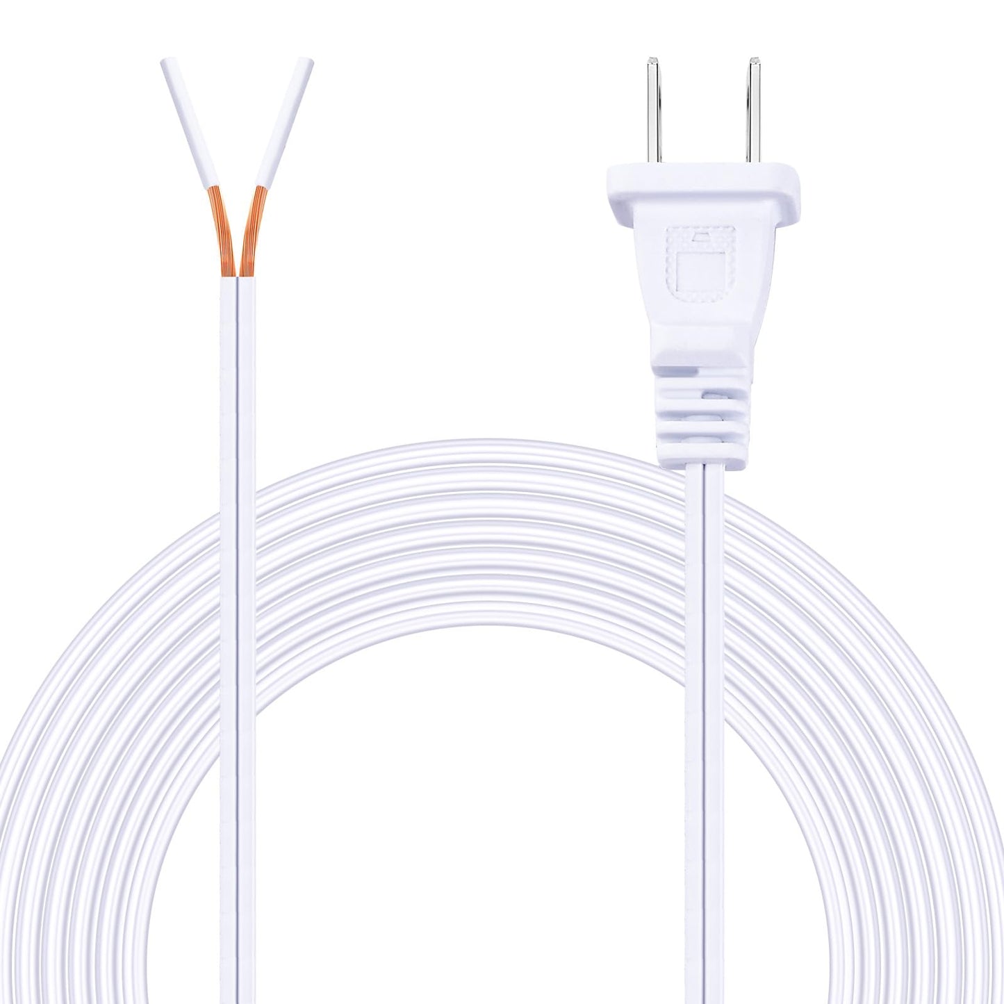 Saysurey Lamp Cord with End Plug Replacement Electric Lamp Wire Clear 18/2 SPT-1 Wire Stripped End Ready for Wiring Repair Part for Table Floor Lighting Fixture(15ft,White)