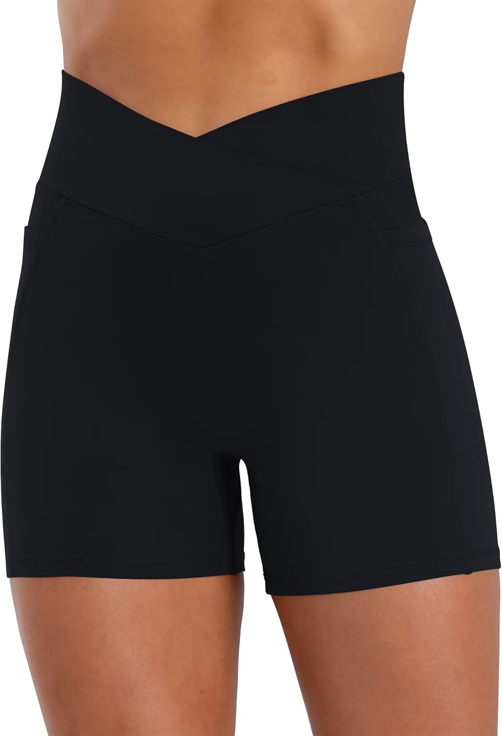Sunzel Hidden Butt Lifting Biker Shorts - High Waist Yoga Shorts with Pockets for Tummy Control