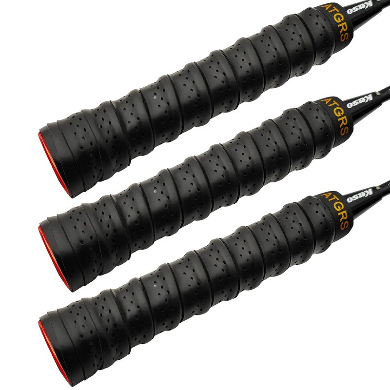 ATGRS Tennis Grip Tacky Tennis Racket Grip Tape Absorbent Anti-Slip Overgrip for Tennis Badminton Pickleball Racquet Handle Grip with Damping Ridges Overgrips (Black)