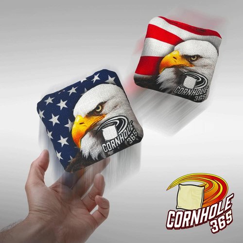 Cornhole365 Cornhole Bags - Heavy-Duty, All-Weather, Double-Stitched Fabric - American Eagle Design | Set of 8