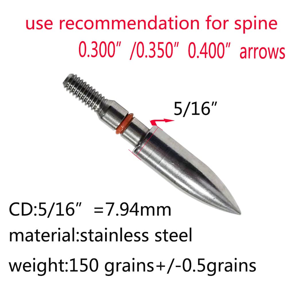 Field Points arrowheads 150 Grains Archery Field Points, 5/16" Stainless Steel Screw in Archery Field Tips and Broadheads (1 Dozen 12 PCS)