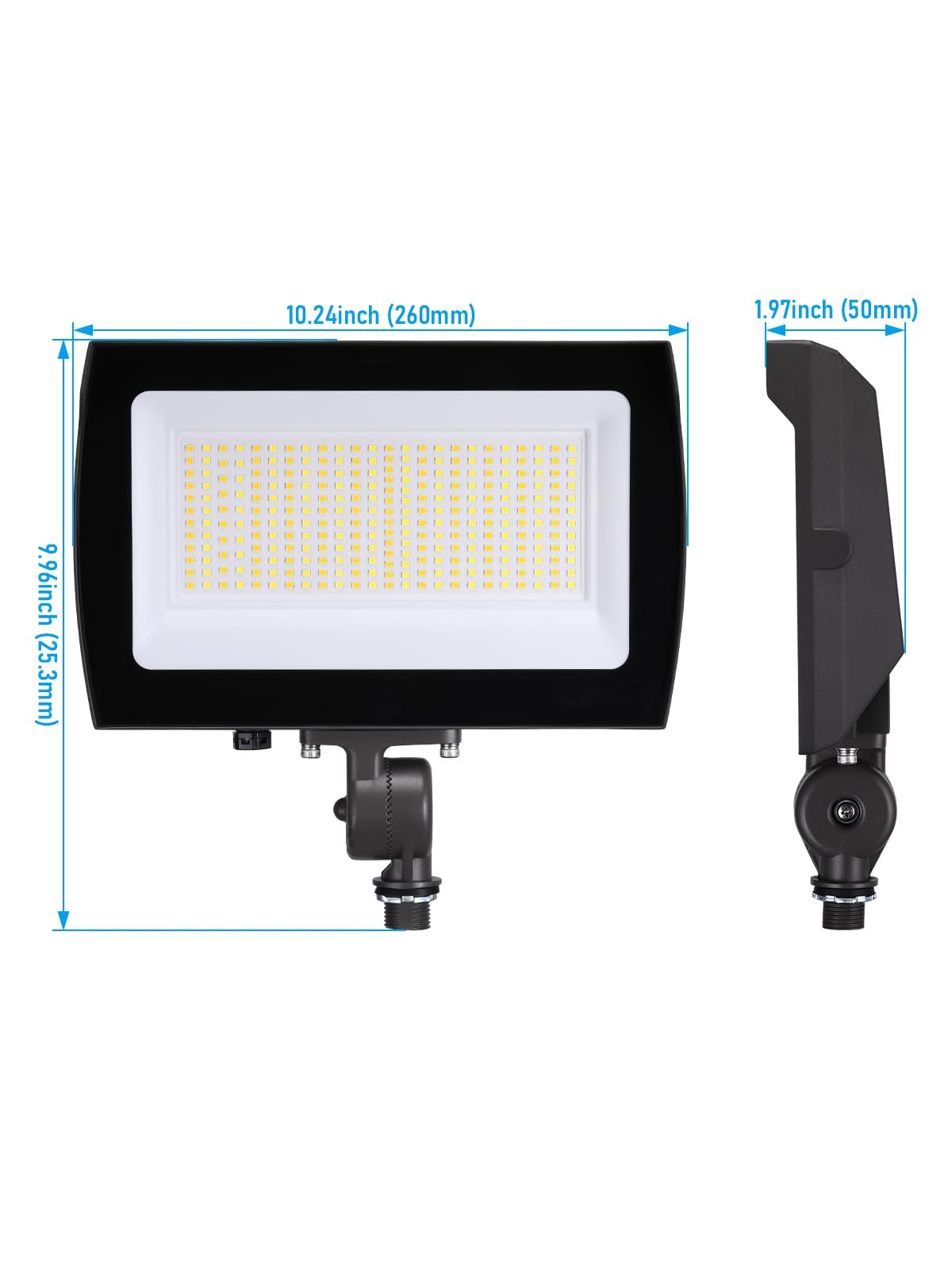 LEONLITE 100W/80W/50W Adjustable LED Flood Light Outdoor with Knuckle Mount, UL Listed, 5000K/4000K/3000K Selectable, 120/277V, Security Flood Lighting for Yard, Garage, IP65 Waterproof, Bronze