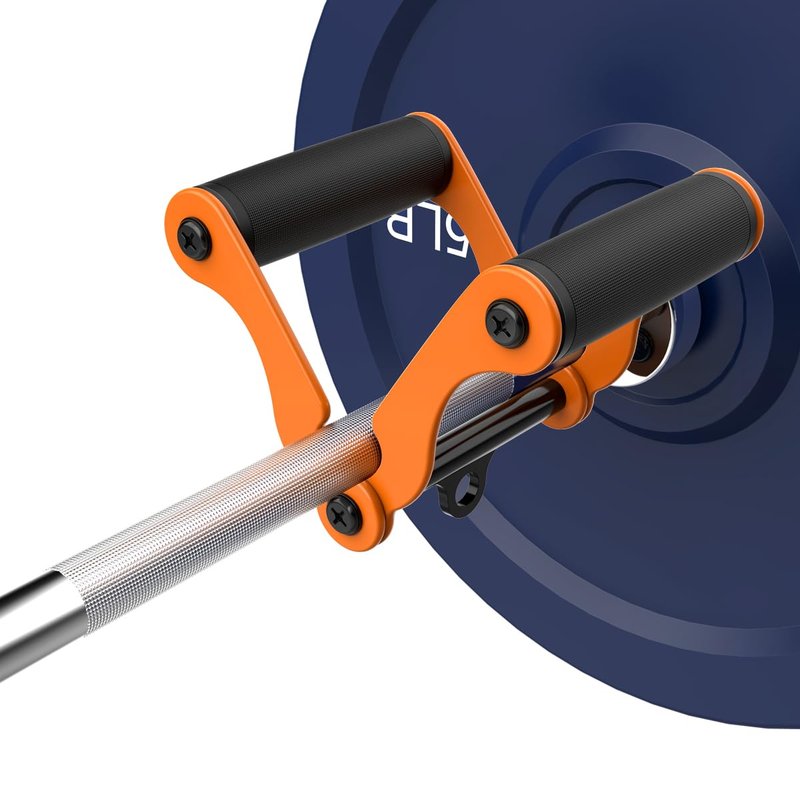 veimia V Bar T-Bar Row Landmine Handle Attachment for Barbell Bars, Solid Mine Double D Row Handle Grips with Non-Slip Rubber Grips, T-Row Attachment for Olympic Strength Training Bars,Orange