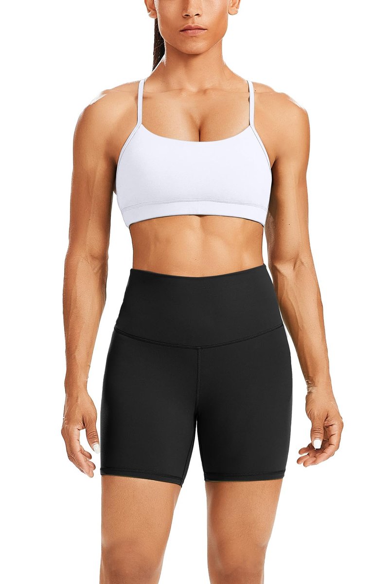 WodoWei Butterluxe Workout Sets for Women 2 Piece Gym Yoga Y-Back Sports Bra High Waist Biker Short Outfits(W316-White-S)