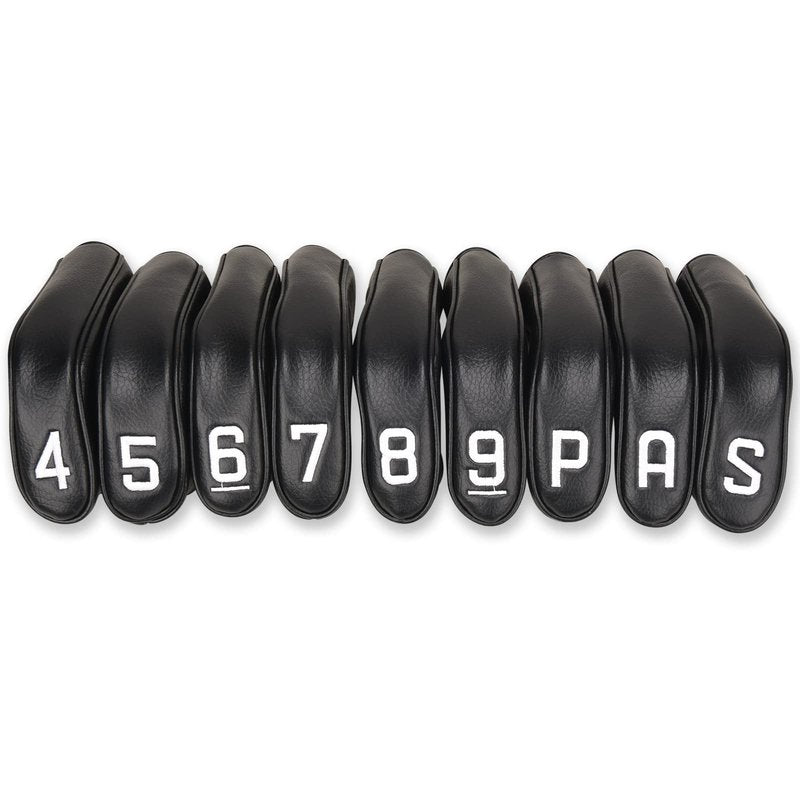 BIG TEETH Golf Hybrid Iron Head Cover 9Pcs Hybrid Head Covers Set Long Hybrid Iron Covers, Golf Club Covers W/Big NO. for Cleveland Launcher, Cobra T Rail Hybrid Irons (1set of 9pcs(4-9,P,A,S))