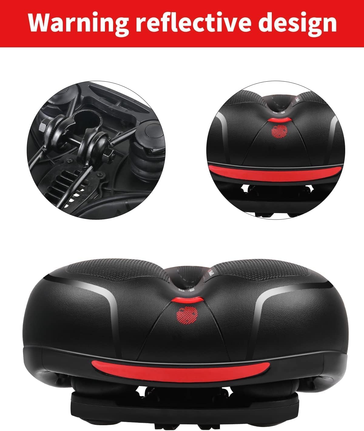 MSDADA Comfortable Bike Seat Cushion - Wide Memory Foam Saddle with Dual Shock Absorption | Waterproof for Men & Women
