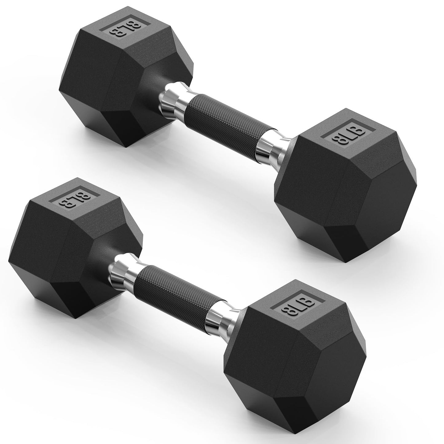 PAPABABE Hex Dumbbell Set of 2, 8 lb dumbbells pair, 8 Pound Weight Dumbbells for Women & Men, Hand Weights for Strength Training, Free Weights,pesas para ejercicios (8 Pair)