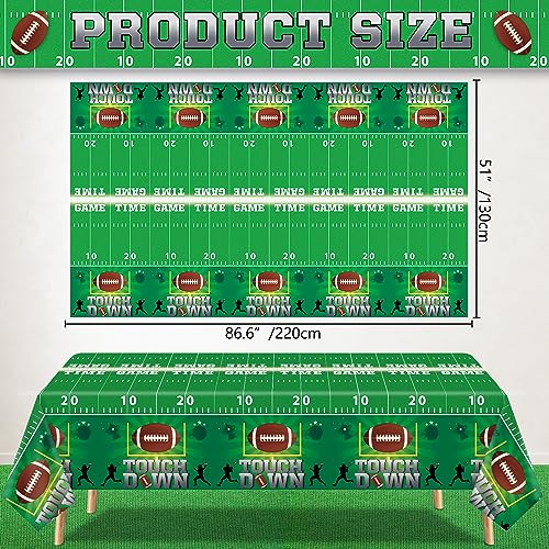 Football Tablecloths - 4 Pack Touchdown Party Covers, 86 x 51 Inch