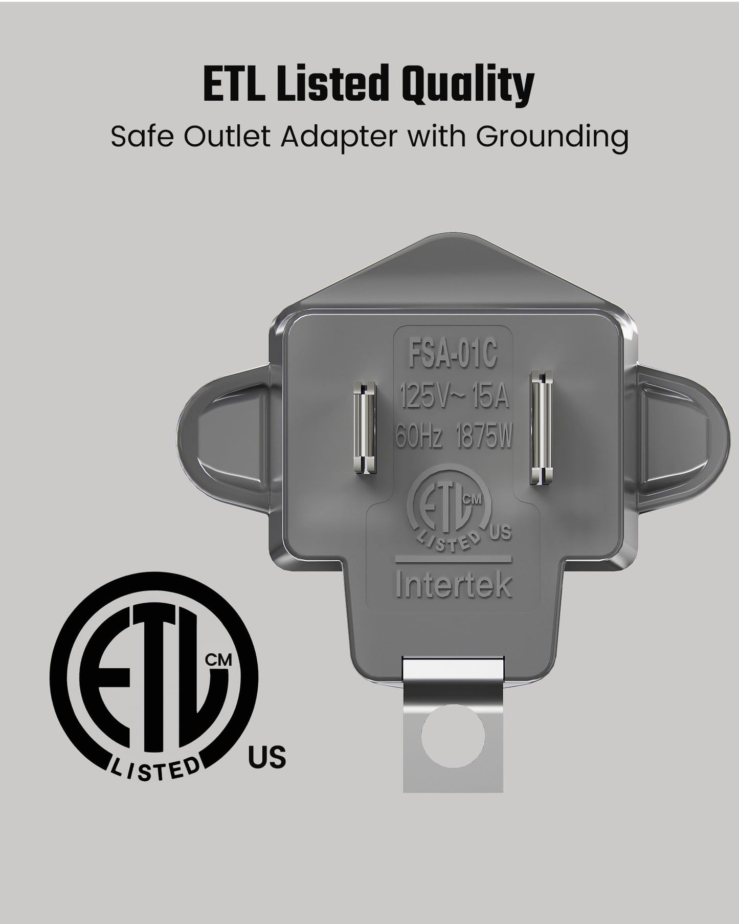 2 Prong to 3 Prong Outlet Adapter, SUPERDANNY ETL Listed 3-2 Prong Adapter, Fire-Retardant (392℉) PBT Material, Heavy Duty Wall Plug Adapter for Old Homes, Travel to Japan, Gray, 6-Pack