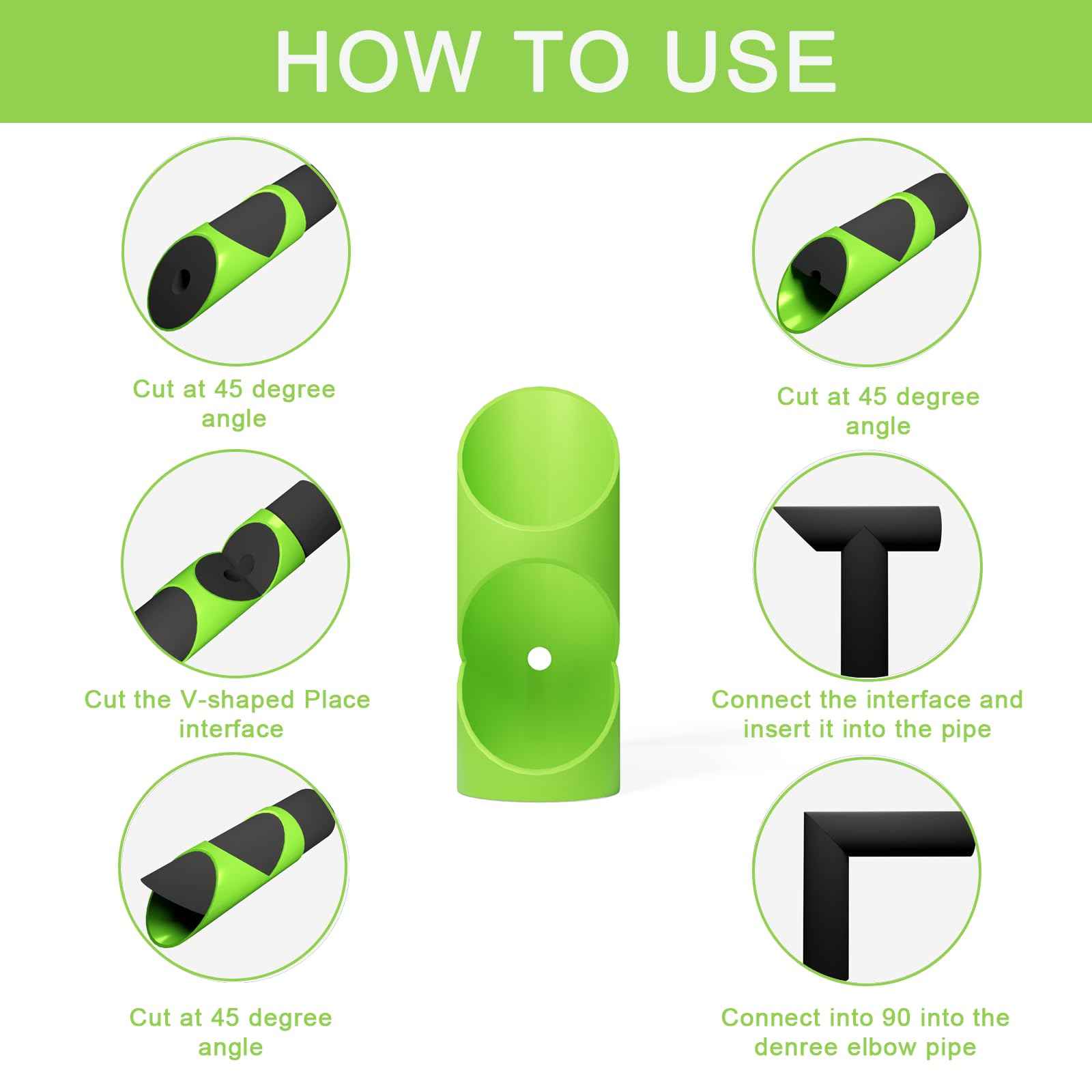 6PCS Foam Pipe Insulation Cutter Tool, Cutting Guide Clip Jig for Homes, Industries and Commercial Places, Versatile Foam Pipe Insulation Cutter Fixture 15mm, 22mm, 28mm, 40mm, 46mm, 53mm【Green】