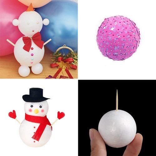 Hesmartly 50-Pack White Craft Balls - Smooth Round Foam Balls for DIY Decorations | 1-Inch Size
