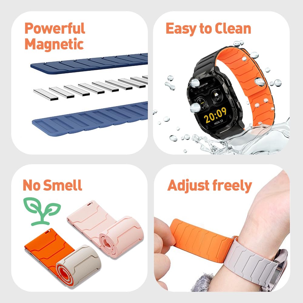 LYSANDRA 20mm, 22mm Magnetic Watchband Compatible with Moto Watch 120 Band, Silicone Sport Strong Magnet Strap for 70, 100, 120, 360 3rd Gen 2020 Smartwatch (Black, for 22mm size band)