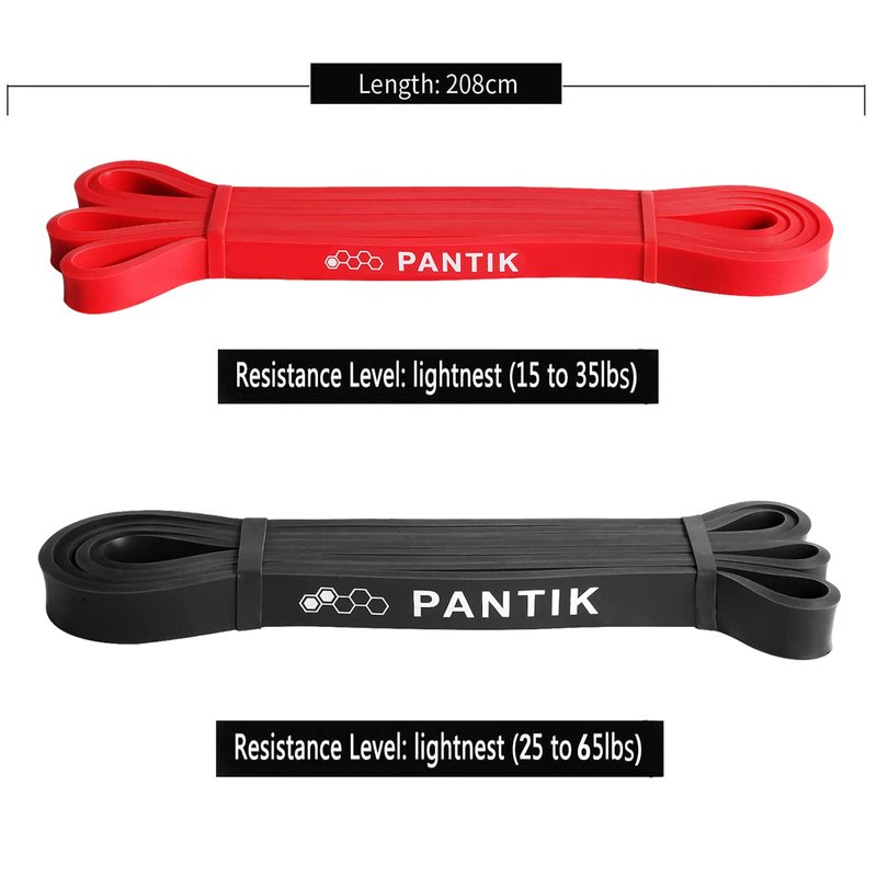 PANTIK Resistance Bands Set with Door Anchor for Women and Men Pull up Bands Exercise Loop Band for Body Stretching Powerlifting Yoga Pilates Resistance Training red Black
