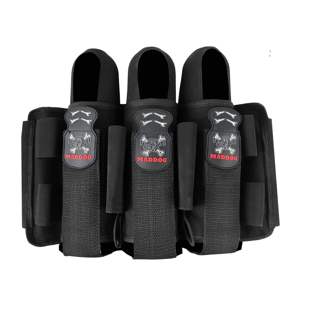 Maddog Pro 3+2 Paintball Harness Pod Pack with (3) 150 Round Bones Paintball Pods | Pod Ejection | Adjustable Pod Holder Belt for Tournament, Woodsball & Speedball