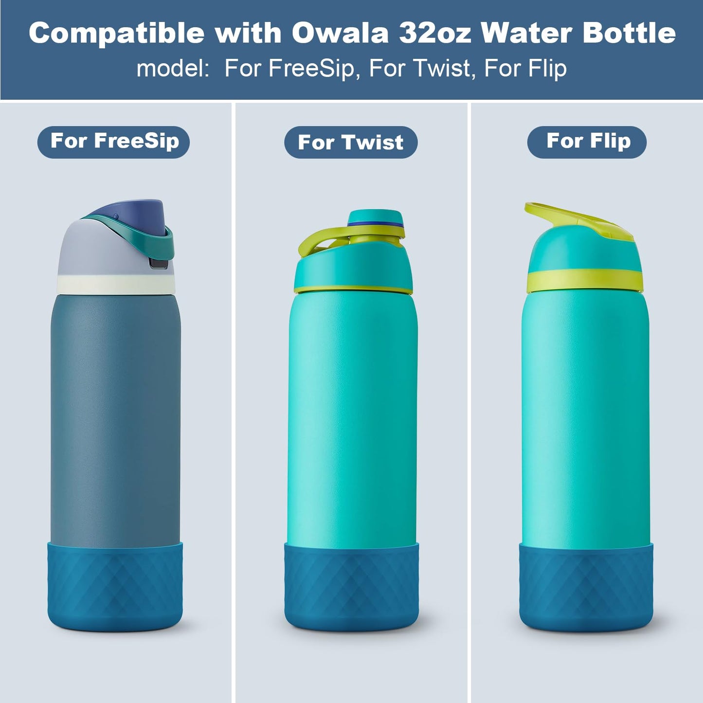 Silicone Boot for Owala Water Bottle 40 oz, Anti-Slip Protective Sleeve for FreeSip/Twist/Flip Stainless Steel Water Bottles Accessories