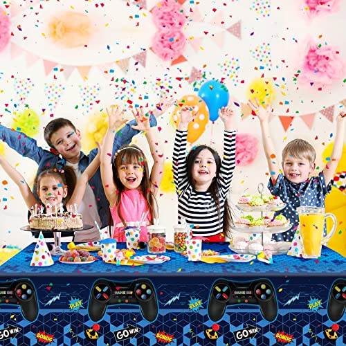 Tatuo 3 Pcs Plastic Video Game Table Cover for Kids Birthday,Blue