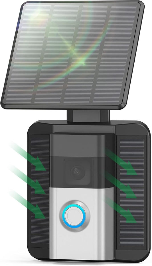 QIBOX Waterproof Solar Charger for Battery Doorbell - USB-C Adjustable Solar Panel