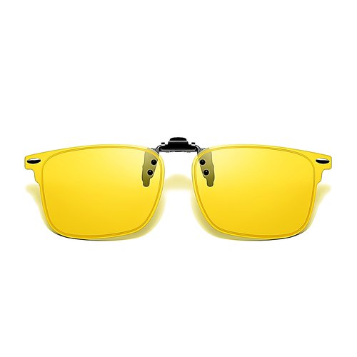 GLEXAL Night Vision Clip-On Sunglasses For Driving, Anti-Blue Light, Flip-Up Sun Shades - Unisex - Fits Over Prescription Glasses
