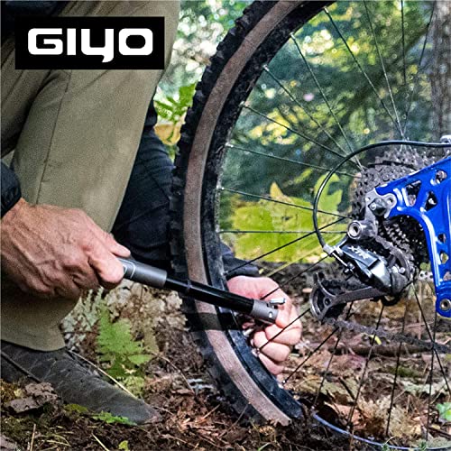 GIYO Mini Bike Pump with All Metal CNC Valve Lock for MTB Schrader & Presta 80 PSI