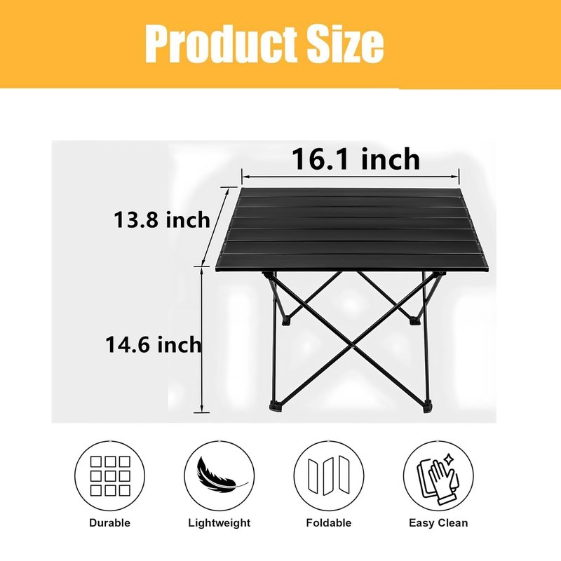 Simidobook Folding Camping Table – Ultralight Aluminum Portable Table for Camping, Hiking, Backpacking, Picnic, Beach, BBQ – Compact Lightweight Collapsible Travel Side Table for Outdoor, RV, (1)