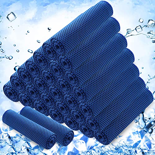 Cooling Towels - 30 Pack, Lightweight Polyester, Dark Blue