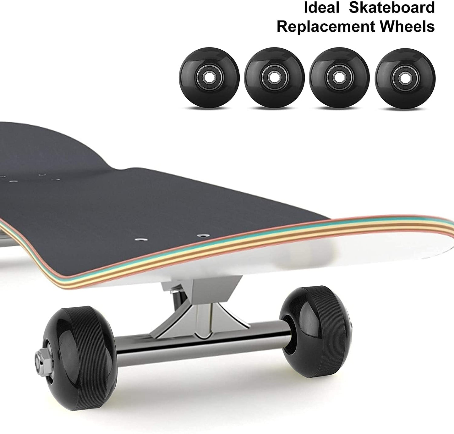 NONMON 4pcs Skateboard Wheels 52mm with Bearings, Street Wheels 95A for Street Tricks Longboard Cruiser