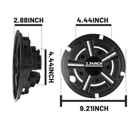 Golf Cart SS Wheel Covers Hub Caps for EZGO, Club Car, Yamaha - 8 Inch Snap-on Installation, Black, Set of 4
