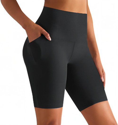 GROTEEN Biker Shorts for Women - High Waisted Tummy Control with Pockets | 8-Inch Spandex Gym Shorts