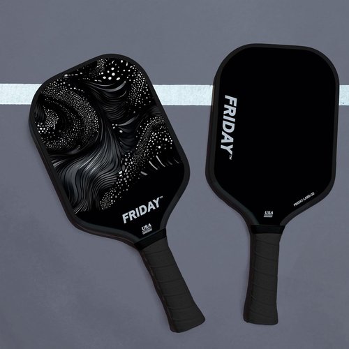 Lightweight Friday Pickleball Paddle, 14mm Thickness, USA Pickleball Approved, Durable Carbon Fiber, Thermoformed Unibody Design, Honeycomb Core (Blackout)