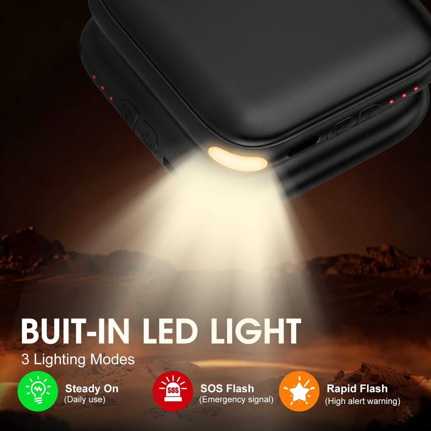 Skiennix Rechargeable Hand Warmers - 6000mAh Fast Heating Portable Pocket Heater | 3 Temperature Settings, LED Light, Ideal for Hunting & Holiday Gifts