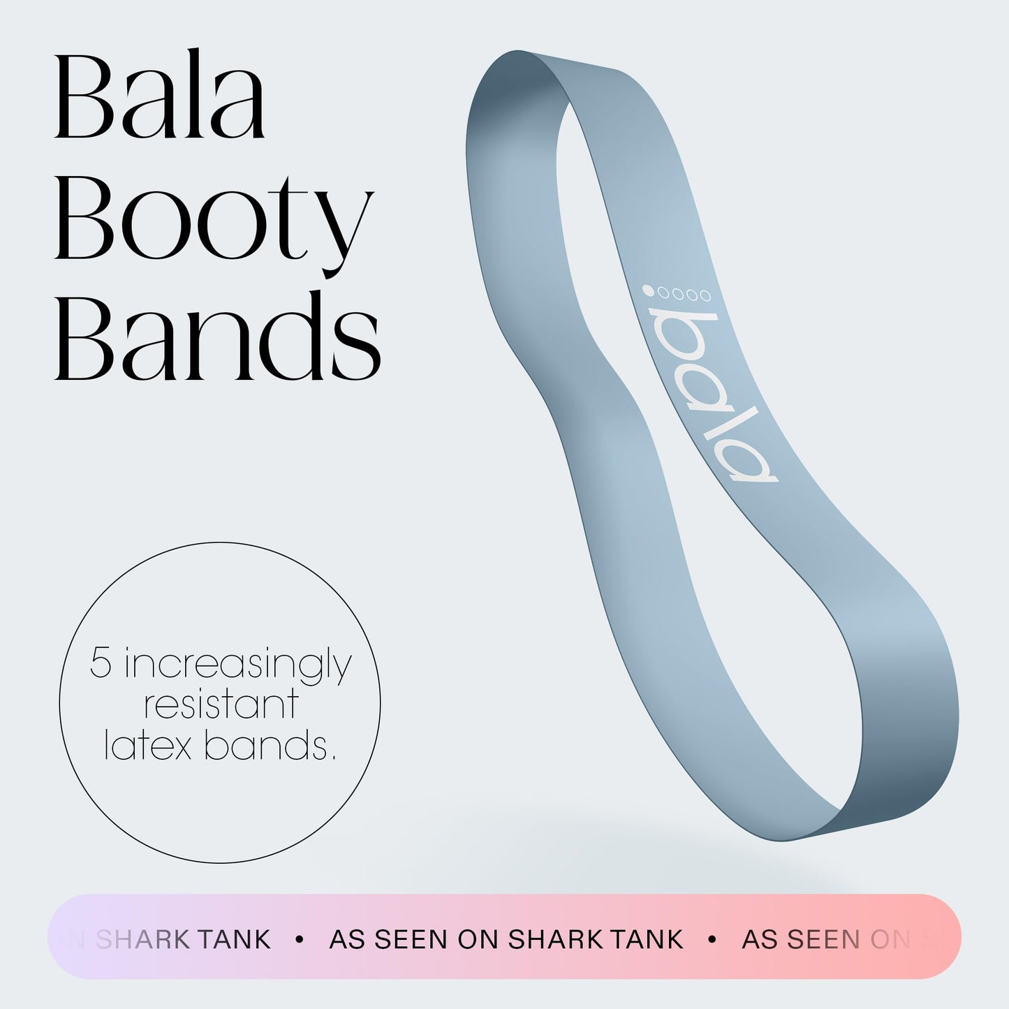 Bala Booty Bands Resistance Bands for Women & Men, 5-Pack - Elastic Exercise Bands for Working Out - Wrist, Ankle, Legs & Booty Bands - Workout Resistance Bands for Yoga, Pilates, Strength Training