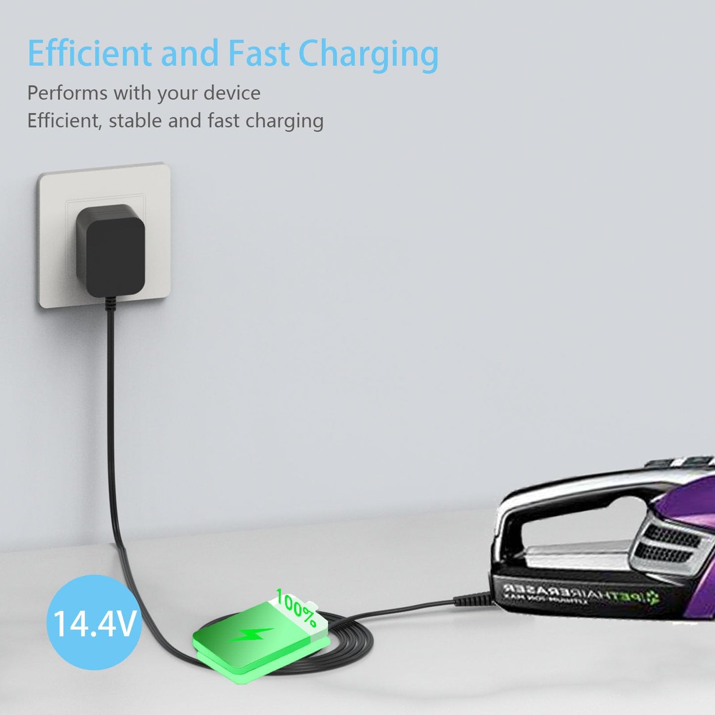 Replacement for Bissell Pet Hair Eraser Charger Charging Power Cord for Bissell 2390 2390A 23903 2284W 2284 P/N 1614206 Lithium Ion Cordless Handheld Portable Vacuum Cleaner AC Adapter Black 6FT