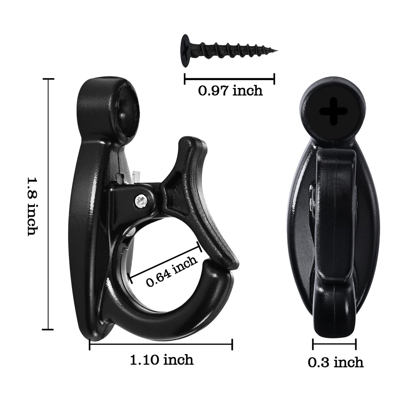 Elrswy 40Pack,Light Hanger Hooks,String Light Hooks,Screw-in Hooks for Hanging String Lights and Wire,Plants,Wind Chimes,Plastic,Black, Wall, Hooks-SQ-01