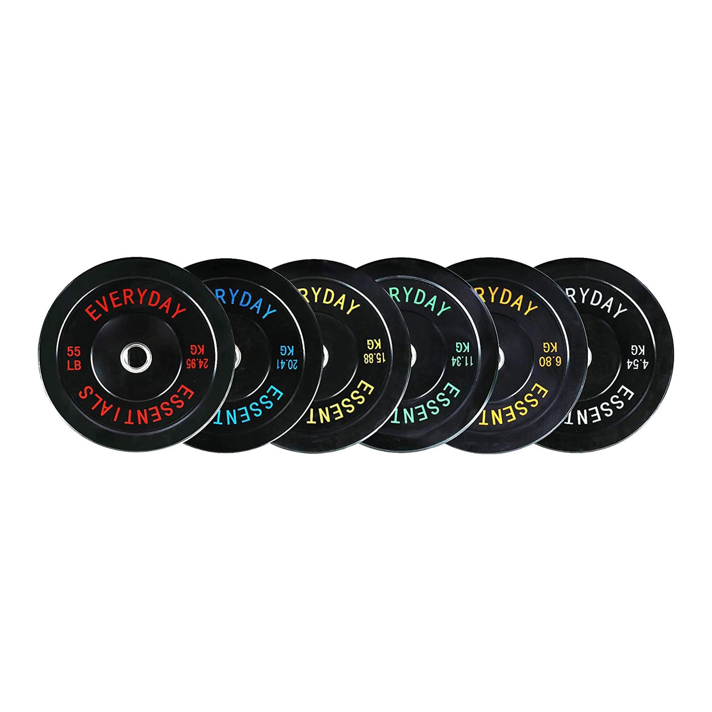 BalanceFrom Color Coded Black Olympic Bumper Plate Weight Plate with Steel Hub, 45LB Pair
