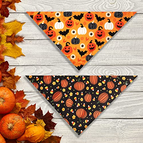 2-Pack Halloween Dog Bandana Set - Pumpkin & Candy Corn - Large